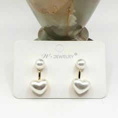 New White Pearl Heart Shaped Dangle Drop Earrings Classic And Elegant In Style Simulated Pearls With Gold Tone Back Drop Beautiful And Detailed, These Earrings Will Compliment Your Favorite Outfit New A6052-6061 A6123-26 A6896-6901 Other Listings J.Crew Abercrombie And Fitch Nike Levi's Columbia Lee Victoria's Secret Wrangler Talbots Skechers Adidas Chico's Fila Vince Camuto Old Navy Athleta Eddie Bauer Madewell Ralph Lauren Polo Ann Taylor Loft Disney Free People Tailorbyrd Puma Gloria Vanderbi Trendy White Pearl Drop Earrings, Trendy White Drop Pearl Earrings, Trendy White Pearl Earrings, White Pearl Earrings For Valentine's Day Party, Trendy White Earrings For Mother's Day, Trendy White Wedding Earrings, White Heart-shaped Pearl Earrings For Party, White Heart Drop Earrings For Mother's Day, Trendy White Double Heart Jewelry