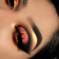 #eyeshadow #eyeshadowlooks #eyeshadowforbeginners #makeup #makeupart #glam #eyeliner #eyelashes Orange Eye Makeup, Maquillage Yeux Cut Crease, Jaclyn Hill