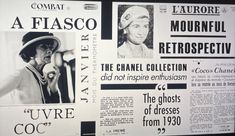 several newspaper articles with pictures of women in hats and coats on them, including the cover of a woman's magazine