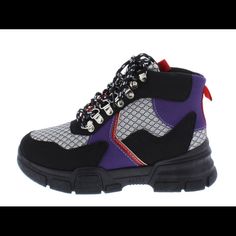 Still The Season For A Cute Boot Run A Half Size Small Black High Ankle Sneakers For Fall, Purple High-top Boots For Outdoor, Trendy High Ankle Black Sneakers, Trendy Black High Ankle Sneakers, Purple Lace-up Boots For Streetwear, Purple High-top Outdoor Boots, Sporty Black Boots For Fall, Casual Purple Boots For Streetwear, Purple Round Toe Boots For Outdoor