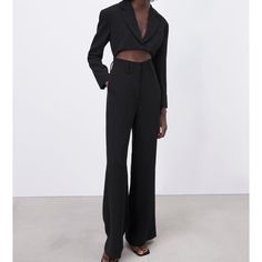 This Beautiful Jumpsuit Has A Center Cut Out, Padded Shoulders, And Zipper In Front. Size Medium Nwt Fitted Cropped Pantsuit For Formal Events, Elegant Cropped Pantsuit For Formal Occasions, Elegant Cropped Pantsuit For Formal Events, Fitted Cropped Pantsuit For Office, Elegant Cropped Pantsuit For Office, Fitted Cropped Pants For Formal Occasions, Fitted Cropped Evening Pants, Fitted Cropped Bottoms For Office, Fitted Cropped Bottoms For Formal Occasions