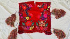 Mens Poncho, May 23, Bright Color, Embroidery Art, Cambridge, Hand Embroidered, Floral Pattern, Tassels, Hand Weaving