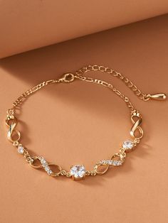 Gold Fashionable   Copper  Link Embellished   Jewelry Latest Bracelet Designs Gold For Women, Braclets Gold, Real Gold Bracelet, Delicate Gold Bracelet, Gold Bracelet Simple, Gold Jewels Design, Latest Bracelets, Pretty Jewelry Necklaces, Jewelry Staples