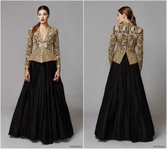 Brocade Lehenga Party Wear, Banarsi Outfit Ideas, Lehenga Long Blouse Designs, Traditional Jackets For Women Indian, Indo Western Outfits For Women Wedding, Long Blouse Designs, Function Dresses, Best Winter Outfits, Indo Western Dress