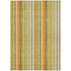 an orange and green striped rug