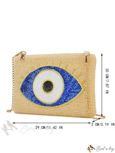 Bird in Bag - Womens Sequin Pattern Clutch Bag with Chain Strap Summer Rectangular Clutch With Chain Strap, Summer Crossbody Clutch With Chain Strap, Summer Clutch With Chain Strap, Summer Gold Clutch For Everyday Use, Gold Clutch For Everyday Summer Use, Gold Beach Bag With Chain Strap, Gold Shoulder Bag With Chain Strap For Beach, Gold Clutch For Summer Vacation, Gold Summer Vacation Clutch