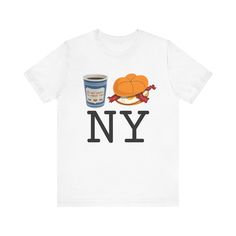 I Love NY New York City Bagels and Coffee Shirt, Breakfast Bagel Roll And New York Coffee I Love NY Shirt, Bacon egg and cheese NY shirt .: Made with 100% Airlume combed and ring-spun cotton, a lightweight fabric (4.2 oz/yd² (142 g/m that is easy to layer, breathable. Perfect for active and leisure wear.  .: The retail fit that is perfect for casual and semi-formal settings. The crew neckline adds a classic, neat style that's perfect for accessorizing. .: Bella+Canvas manufactures all its produc Ny Bagel, New York Coffee, New York Bagel, Breakfast Bagel, Bacon Egg And Cheese, Egg And Cheese, I Love Ny, Coffee Shirt, Bacon Egg