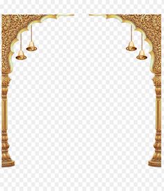 an arch with two bells hanging from it, on a transparent background png clipart