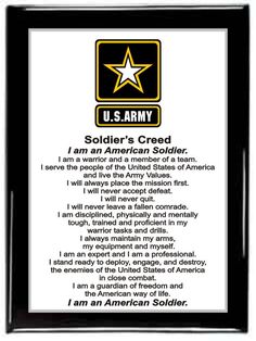 the u s army soldier's poem framed in black and white with an image of a star on it