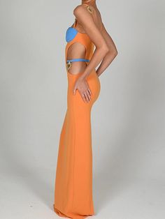 Waistline: Natural Dresses Length: Floor-Length Decoration: hollow out Silhouette: Sheath Beach Fabric, Orange Maxi Dress, Red Carpet Ready, Pink Maxi, Women's Robe, Bodycon Maxi Dresses, Backless Maxi Dresses, Elegantes Outfit, Bodycon Fashion