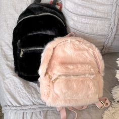 The Cutest Fuzzy Mini Backpacks In Pink And Black. One Is Forever 21 And One Is Mossimo Brand. New With Tags Just Cleaning Out My Collection Trendy School Bags For Winter, Trendy Travel Backpack For Winter, Trendy Winter Travel Backpack, Pink School Bag For Winter, Winter School Backpack, Trendy Forever 21 Bag With Adjustable Strap, Trendy Everyday Bag By Forever 21, Trendy Forever 21 Bags For Everyday Use, Forever 21 Bags