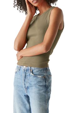 Love to layer in this finely ribbed tank made from a stretchy cotton-modal blend. 21" length (size Small) Crewneck 48% cotton, 48% modal, 4% spandex Machine wash, tumble dry Made in the USA Michael Stars, Ribbed Tank, Nordstrom, Spandex, Crew Neck, Size Small, Stars, Ribe