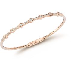 Sofer Jewelry - Half Way Around Diamond Bangle in 14K Rose Gold Hand-set Rose Gold Diamond Bracelet, Hand Set Rose Gold Diamond Bracelet, Elegant Hand-set Rose Gold Bracelet, Rose Gold 14k Diamond Bangle Bracelet, Elegant Rose Gold Diamond Cut Bracelet, Elegant Rose Gold Diamond Bracelet For Anniversary, Formal 14k Rose Gold Diamond Bracelet, Rose Gold Hand Set Bangle In Fine Jewelry Style, Formal Rose Gold Bangle With Hand Set Detail