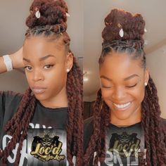 Braided Loc Updo, Knotless Braid Hairstyles, Blue And Black Braids, Black Braids Hairstyles, Dreads Styles For Women, Loc Updo, Knotless Braid, Dreads Girl