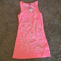 Pink "Victoria's Secret Nyc" Pajama Tank Top. New With Tags!! Pajama Tank Top, Kitty Clothes, Hello Kitty Clothes, Victoria Secret Pajamas, Miss Me Jeans, Pajama Top, Size 00, Fancy Dresses, Pink Gold