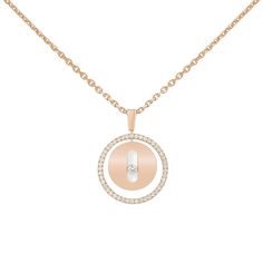 Messika Jewelry - NECKLACE DIAMOND ROSE GOLD LUCKY MOVE PM | Manfredi Jewels Christmas Gift Opening, Diamond Circle Necklace, Diamond Jewel, Luck Charm, Circle Diamond, Gold Diamond Necklace, Original Jewelry, Yellow Gold Pendants, Round Pendant