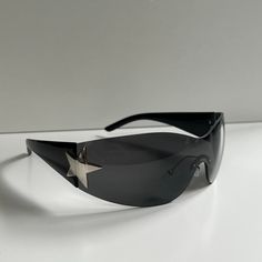 Y2k 2000s Vintage Style Black Gray Frameless Star Sunglasses Black Frame With A Dark Frameless Lens These Glasses Are Unisex :)! Uva Uvb Protection Brand New Star Sunglasses, 2000s Vintage, Colored Sunglasses, Y2k 2000s, Black Frame, Sunglasses Accessories, Black Gray, Vintage Style, Coco