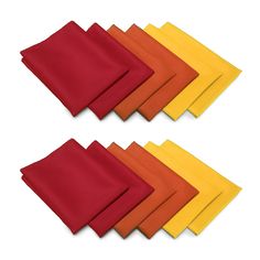 six different colored napkins on top of each other