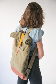 Rolltop Backpack, Canvas Backpack, Crochet Backpack, Laptop Backpack, Green Backpack, Fabric Backpack, School Backpack, Green Laptop Bag, Rolltop Bag, Backpack, Vegan Backpack, Mustard Backpack, Back to School- Made to order - allow 7 days to create it for you- Original pattern and design- Handmade by me with care and love- Made from Sturdy green upholstery fabric and brown faux leather fabric, the lining is made from canvas fabric. the buckles made with crochet for the top and faux brown leathe Green Canvas Satchel Backpack, Satchel Backpack With Adjustable Straps For Outdoor Activities, Rectangular Khaki Backpack For Everyday Use, Outdoor Activities Satchel Backpack With Adjustable Strap, Outdoor Satchel Backpack With Adjustable Strap, Green Everyday Backpack With Adjustable Straps, Everyday Green Backpack With Adjustable Straps, Khaki Rectangular Backpack With Adjustable Strap, Khaki Backpack With Adjustable Strap