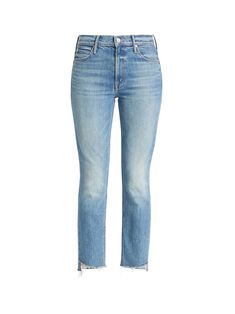 Mother's most popular mid-rise jeans come with a straight leg, ankle-length inseam and a frayed step hem. Cut from semi-rigid denim, they have a mid-blue wash with fading and whiskering.[tab] Composition: 98% Cotton, 2% Elastane Size and Fit: Runs True to Size. Model is 5' 9 1/2" wears size 26. 9 3/4" Rise. 27 1/2" Inseam. 13" Opening. Mid Rise. Crop Length. Care Instructions: Dry Clean Only Origin: Made in Los Angeles SKU: MTR47R816 Questions about size, fit, or how to style? The KZ team is her Dress In Winter, Winter Jasmine, Frayed Jeans, Straight Crop Jeans, Mother Denim, Slim Straight Jeans, New Mothers, Mid Rise Jeans, Denim Mini Skirt