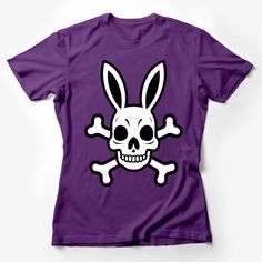 Gothic Rabbit Skull and Crossbones T-Shirt, Unisex Graphic Tee, Punk Rock Style Apparel Female T-Shirt Custom graphic T-Shirt.Customize your color Gothic Rabbit, Whimsical Treehouse, Rabbit Skull, Colorful Skull Art, Tattoo Style Art, Punk Rock Style, Warriors Illustration, Punk Rock Outfits, Fish Graphic