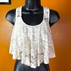 Lace Floral Embroidery Top Sleeveless Crop Top Flowly Back Is See Through Cream Color #Lacecroptop #Summercroptops #Unworncroptops #Perfectconditio. #Vintagecroptop Sleeveless Crop Top With Floral Embroidery For Beach, Sleeveless Floral Embroidered Crop Top For Beach, Sleeveless Floral Embroidery Crop Top For Summer, Lace Crop Top Tank Top, Cropped Lace Tank Top, Sleeveless Lace Crop Top For Beach, Cropped Beach Tops With Floral Embroidery, Floral Embroidered Cropped Top For Beach, Spring Lace Crop Top