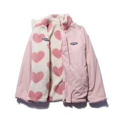 2022 autumn and winter new love lambswool cotton-padded jacket double-sided collar jacket couple Y2k Autumn, Lamb Plush, Grunge Jacket, Girl Aesthetics, Loose Coat, Plush Coat, Double Collar, Kawaii Harajuku, Loose Coats