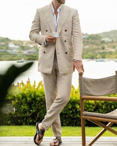 Blazer Color - Beige  Trouser Color - Beige  Fabric - Linen Coat Closure - Two Buttons Available in Different Size From XS to 4XL Beige Summer Formal Suit, Elegant Beige Suits For Summer, Summer Beige Formal Suit, Elegant Summer Groom Sets, Summer Wedding Notch Lapel Blazer, Cream Linen Suit For Formal Occasions, Formal Cream Linen Suit, Wedding Double Breasted Suit With Notch Lapel, Fitted Summer Tuxedo For Wedding