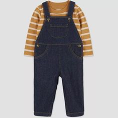 Carter's Just One You®️ Baby Girls' Striped Top & Overalls Set - Brown : Target Baby Dress, 2 Piece, Fitness Fashion, Every Day, Overalls, Long Sleeve Tees, Latest Trends