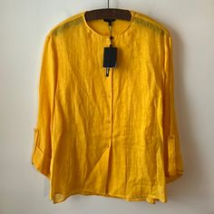 Massimo Dutti Button Down Relaxed Fit Blouse. New With Tags. Size Xs. 100% Linen. There Are A Couple Small Pulls In The Linen. Please See Pictures For Measurements. Quiet Luxury, Minimalist, Resortwear, Beachy, Lagenlook, Linen, Relaxed Fit Yellow Button-up Tops For Workwear, Classic Yellow Blouse For Spring, Casual Yellow Linen Blouse, Classic Yellow Blouse, Classic Yellow Top With Button Closure, Classic Yellow Summer Blouse, Classic Yellow Blouse With Button Closure, Classic Yellow Tops With Button Closure, Yellow Buttoned Top For Work