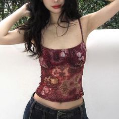 Product Introduction: Style: Sexy/Sweet/Y2K/Vintage Length: Short (40cm Y2k Cami Top, Y2k Cami, Mode Grunge, Crop Cami Top, Vintage Crop Tops, Mode Ootd, Baggy Pants, Mein Style, Cami Crop Top