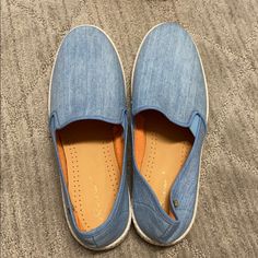 These Are Brand New With Box Rivieras Espadrilles In Light Blue Denim For Men. Great Casual Shoe That Could Be Worn For Many Seasons! Casual Denim Slip-on Sneakers, Casual Blue Slip-ons With Round Toe, Blue Slip-ons With Textured Sole For Summer, Blue Textured Sole Slip-ons For Summer, Blue Denim Sneakers With Rubber Sole, Spring Blue Slip-ons With Textured Sole, Denim Blue Round Toe Summer Sneakers, Summer Denim Blue Sneakers With Round Toe, Denim Blue Canvas Sneakers For Spring