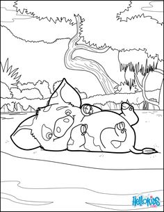 an animal coloring page with the image of two animals laying on top of each other