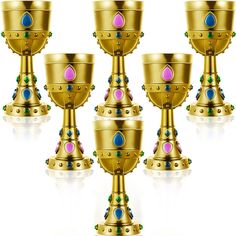 PRICES MAY VARY. Package Including: you will receive 6 pieces of plastic goblets in vintage gold color, enough quantity for your daily use, or entertaining your guests on old theme party; The cups can also be your home decorations Suitable Size: gemstone goblet measures 8.7 x 17.8 cm/ 3.4 x 7 inches, approx. 237 ml/ 8 oz, which is suitable for drinking at home or party; Due to manual measurement, there may be slight differences in size, please confirm the product size before purchasing Elegant G Old Theme Party, Royalty Theme Party, Medieval Party Decorations, Drinking Decor, Royalty Theme, Prince Birthday Party, Fantasy Party, Medieval Decor, Decorations For Halloween