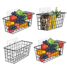 PRICES MAY VARY. WALL BASKET - Free up your countertop space by hanging these baskets on the wall. Ideal for organizing and storing spice bottles, pantry items, snacks, toiletries, tools, craft supplies, etc. Perfect to use in the kitchen, bathroom, bedroom, pantry room, craft room and more. LONG LASTING - Made of sturdy steel that lasts. The baskets can hold Max. 20 pounds of heavy items. Good for storing varies of items, such as spice bottles, fruits, veggies, snacks, and more. NO DRILLING - C Bedroom Pantry, Veggies Snacks, Cabinet Door Organizer, Baskets For Storage, Wire Bins, Storing Spices, Pantry Room, Kitchen Basket Storage, Wire Basket Storage