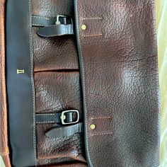 Bison Leather Messenger Bag With Dust Bag And Detachable Shoulder Strap. Never Used! Discontinued! Perfect Condition. Designer Pouch Satchel With Leather Handles, Designer Tan Satchel With Removable Pouch, Designer Leather Pouch Bag, Designer Brown Flap Bag For Travel, Designer Saddle Bag With Removable Pouch For Travel, Designer Brown Pouch Satchel, Designer Travel Tote Saddle Bag, Designer Saddle Tote Bag For Travel, Designer Travel Satchel Pouch