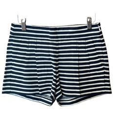 Nwt J. Crew Factory Striped Linen Cotton Blend Shorts Women's 00 Nautical Sailor Blue White Features: 65% Cotton, 35% Linen Size: Womens 00 Approximate Measurements Waist (Flat Lay - Across) 14 In Rise 9.5 In Inseam 3 In Condition: New With Tags Please Review Approximate Measurements To Ensure The Proper Fit. Nautical Style Summer Vacation Bottoms, Preppy Stretch Bottoms For Summer, Preppy Stretch Summer Bottoms, Blue Nautical Style Beach Bottoms, Preppy Fitted Blue Shorts, Fitted Preppy Blue Shorts, Blue Fitted Preppy Shorts, Navy Shorts For Spring With Short Inseam, Navy Spring Shorts With Short Inseam