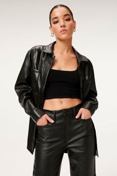 Leather Shorts Women, Short Leather Skirts, Smart Casual Wear, Leather Jumpsuit, Shearling Vest, Studded Jacket, Western Jacket, Distressed Jacket, Edgy Style