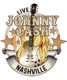 the logo for johnny cash's nashville live music festival, featuring an electric guitar