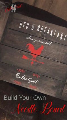 a wooden sign that says bed and breakfast build your own noodle board on it