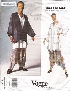 1994 Vintage VOGUE Sewing Pattern LARGE B38-40in Jacket Top - Etsy Issey Miyake Sewing Patterns, Hammer Pants, Winter Sewing, Vintage Vogue Sewing Patterns, Vogue Vintage, Patron Vintage, Sew In Weave, Pants Sewing, Pants Sewing Pattern