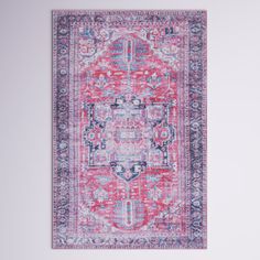 This area rug showcases a motif that draws on Persian patterns and lends a boho air to your dining space or living room. A central medallion design shows off geometric elements and a deep navy and pink hue, with just the right amount of distressing for a lived-in vibe that we love. Power-loomed from cotton and chenille, it has a 0.2" low pile height that makes it just right for areas with high foot traffic. We recommend pairing it with a rug pad to keep it from shifting and sliding on your floor Rug Navy, Serapi Rug, Persian Pattern, Navy Rug, Pink Area Rug, Floral Area Rugs, Medallion Design, Cotton Viscose, Red Area Rug