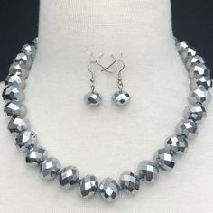 Stunning Hematite Bead Necklace And Earring Set. 19-22" Adjustable Necklace. All Jewelry Is New And Comes In Jewelry Pouch Or Gift Box. Bundle 4 Or More Items Receive Free Shipping. Other Listings, Chic, Boho, Classy, Glass, Beads, Sterling Silver, Stainless Steel, Tropical, Oceanic, Coastal, Traditional, Rainbow, Colors, Blue, Green, Red, Black, Silver, Orange, Pink, Purple, Yellow, Clear, Modern, Gothic, Natural, Stone, Crystal, Gemstone, Durable, Unique, Gift, Nature, Natural, Ring, Necklace, Adjustable Faceted Silver Crystal Necklace, Silver Crystal Necklaces With Polished Beads For Gifts, Adjustable Silver Faceted Beaded Necklace, Silver Necklaces With Faceted Beads For Party, Silver Crystal Necklace With Spacer Beads As Gift, Silver Jewelry With Faceted Beads For Party, Gray Round Beads Jewelry For Party, Gray Round Bead Jewelry For Parties, Silver Beaded Necklaces With Faceted Beads