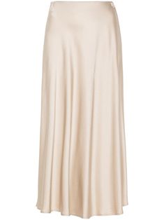 beige cotton blend satin finish metallic sheen mid-rise elasticated waistband straight hem mid-length Elegant Beige Skirt With Elastic Waistband, Chic Metallic Flowy Skirt, Chic Flowy Metallic Skirt, Gold Chic Midi Skirt, Chic Gold Midi Skirt, Elegant Lined Gold Skirt, Metallic Flared Skirt, Elegant Wide Leg Viscose Maxi Skirt, Silk Skirt With Elastic Waistband And Relaxed Fit