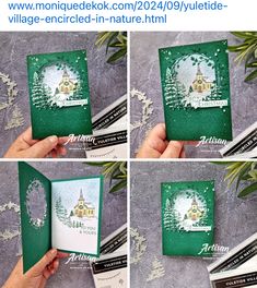 handmade christmas card using stamping and embossing from the front, back and side