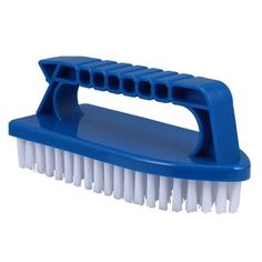 a blue brush with white bristles on it