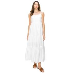 Stay comfortable with style all day long in these casual maxi linen dress. The simple design gives you a cool chic look that allows full range of motion to provide comfort during wear. Size: XL.  Color: White.  Gender: female.  Age Group: adult. Flare Maxi Dress, Maxi Linen Dress, Linen Maxi Dress, Linen Dress, Simple Design, Gender Female, Simple Designs, Spaghetti Strap, Age Group