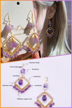 an image of earrings and jewelry with information about the different designs on it's front page