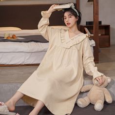 Large Size Dress Maternity Cotton Nightgown Summer Models Sweet Lovely Sleep Comfortable Homewear Pajamas Spring, Nightgown Dress, Cotton Nightgown, Women Pajamas, Dress Maternity, Floral Robes, Sleep Comfortably, Large Size Dresses, Cotton Lace