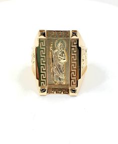 This is custom made Saint Jude ring by your size with 10 k or 14 k gold , you can also request for Santa Muerte or Jesus . ... message me for any questions Gold Rings With Certificate Of Authenticity For Anniversary, Luxury Gold Rings With Certificate Of Authenticity, Collectible Gold Intaglio Engraved Ring, Collectible Gold Engraved Intaglio Ring, 14k Gold Rectangular Signet Ring Collectible, Custom Engraved Yellow Gold Ring For Anniversary, Custom Yellow Gold Rings, Gold 14k Signet Ring With Intaglio, Gold 14k Intaglio Signet Ring